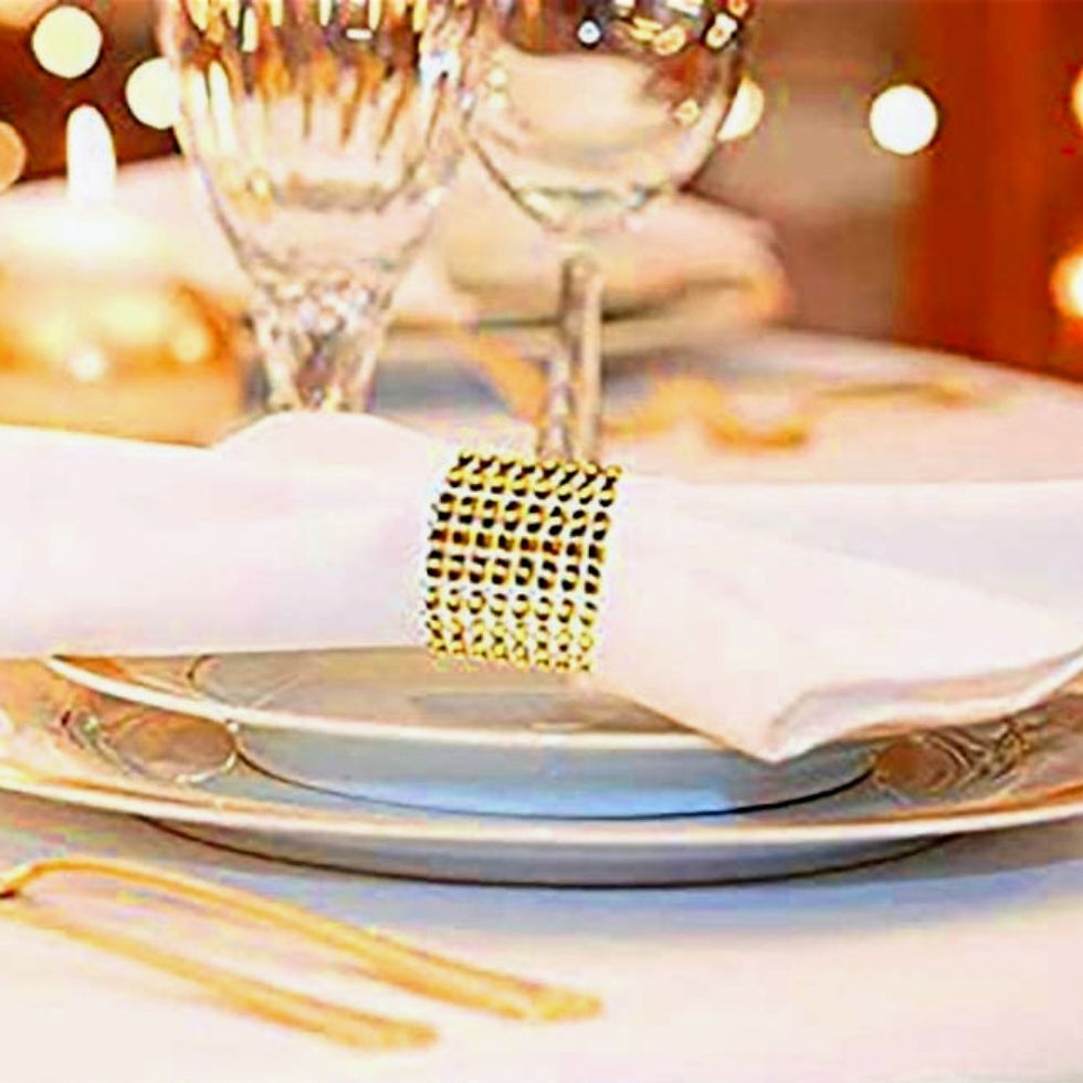 Thumbnail: Napkin Ring - Rhinestone Sash ~ Gold