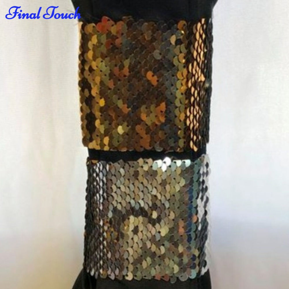 Rhinestone Curtain Sash - 2 Inch Wide ~ Gold / Silver Sequin Switch Pattern