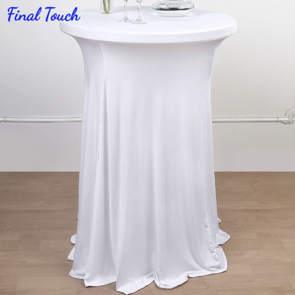 24in Round Bar Table Spandex Cover w/Skirt ~ White