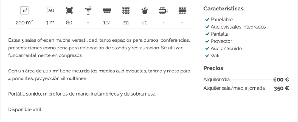 Caracteristicas Sala BOM