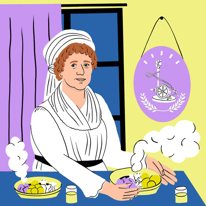 Christiane Louise von Rochow deckt zu Hause den Tisch mit dampfendem Essen