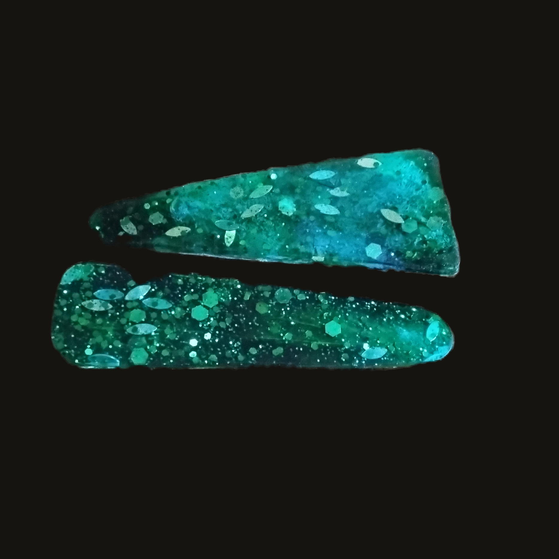 Green Glitter Barrettes
