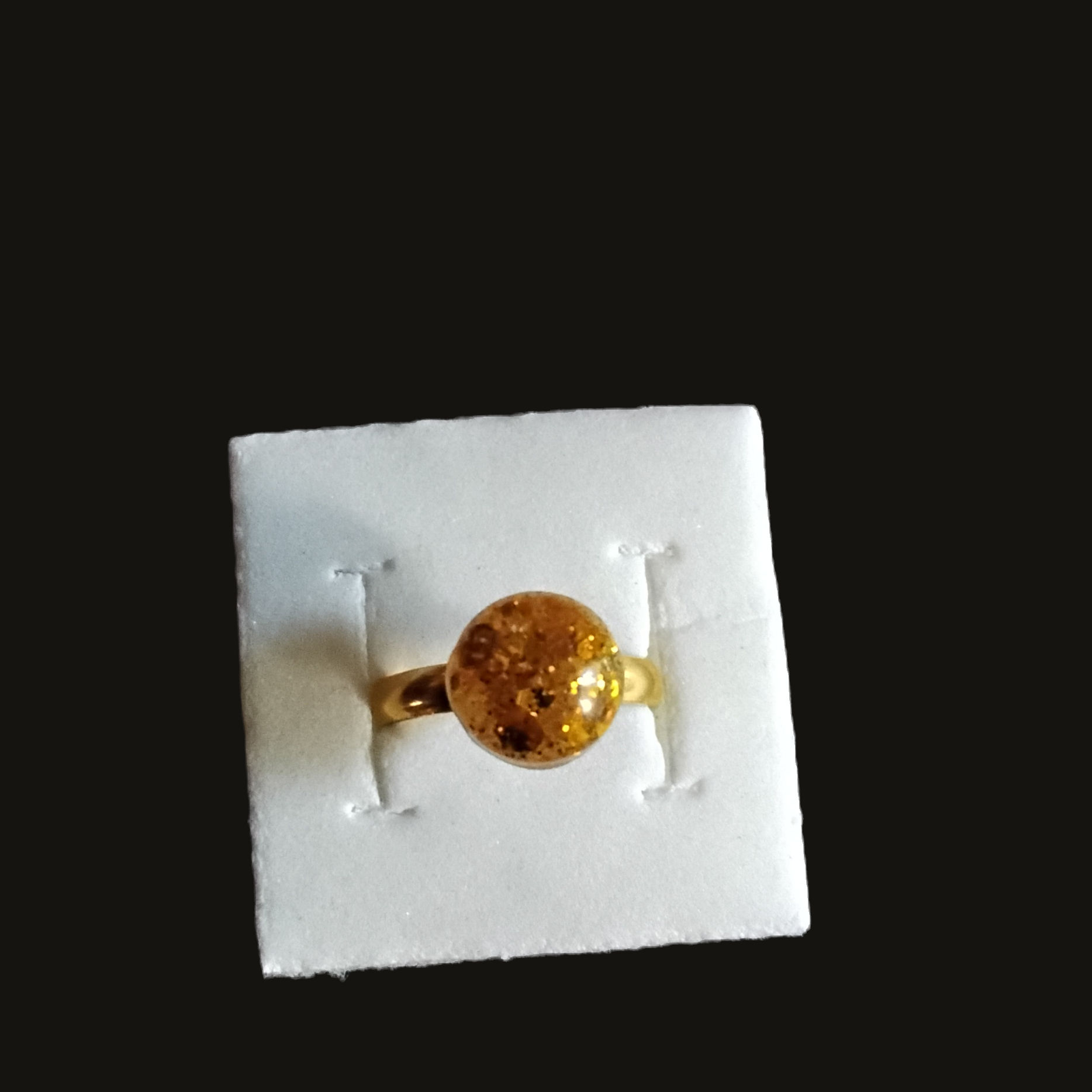 Gold Glitter Cabochon Ring