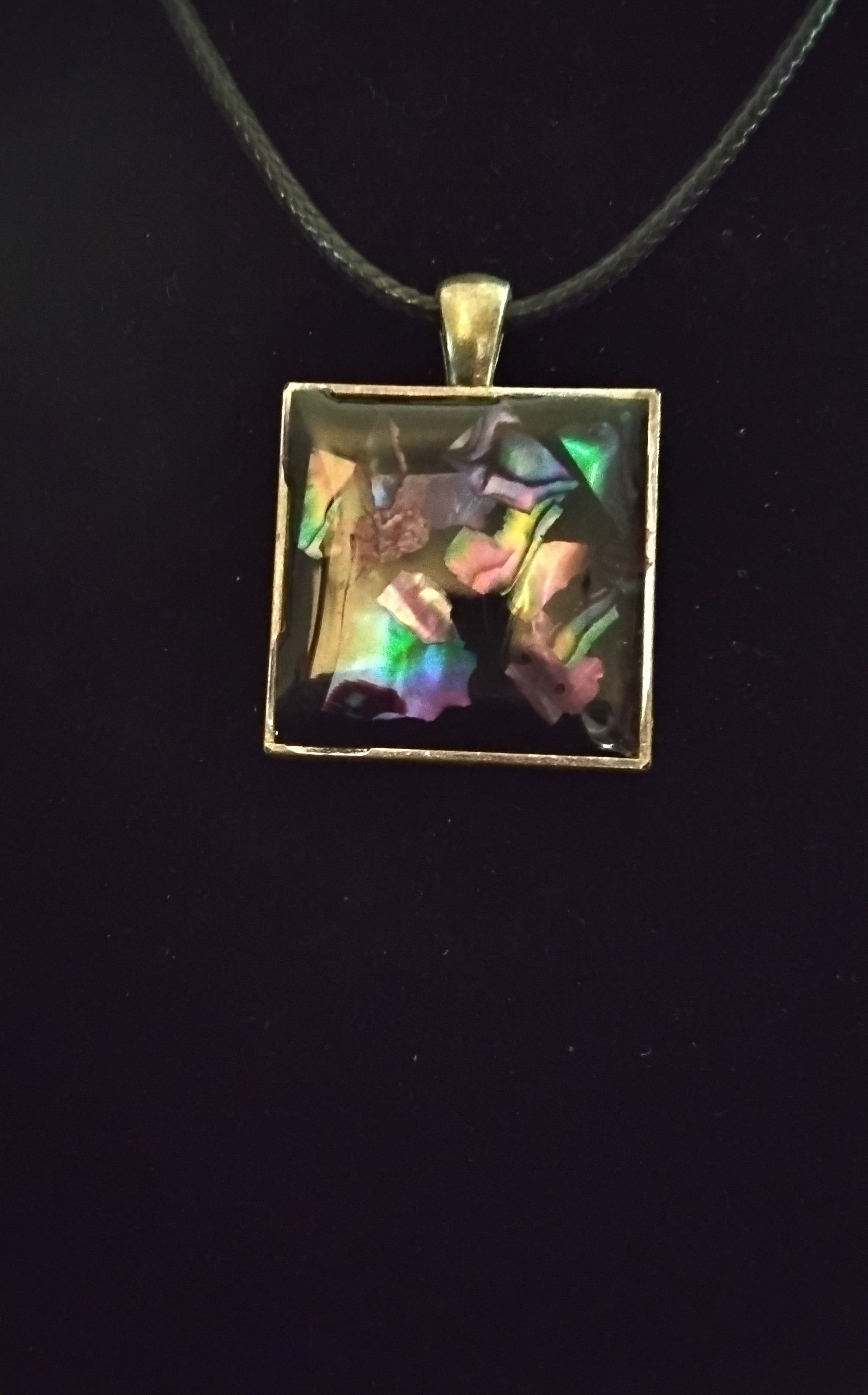 Holographic Abalone Square Necklace