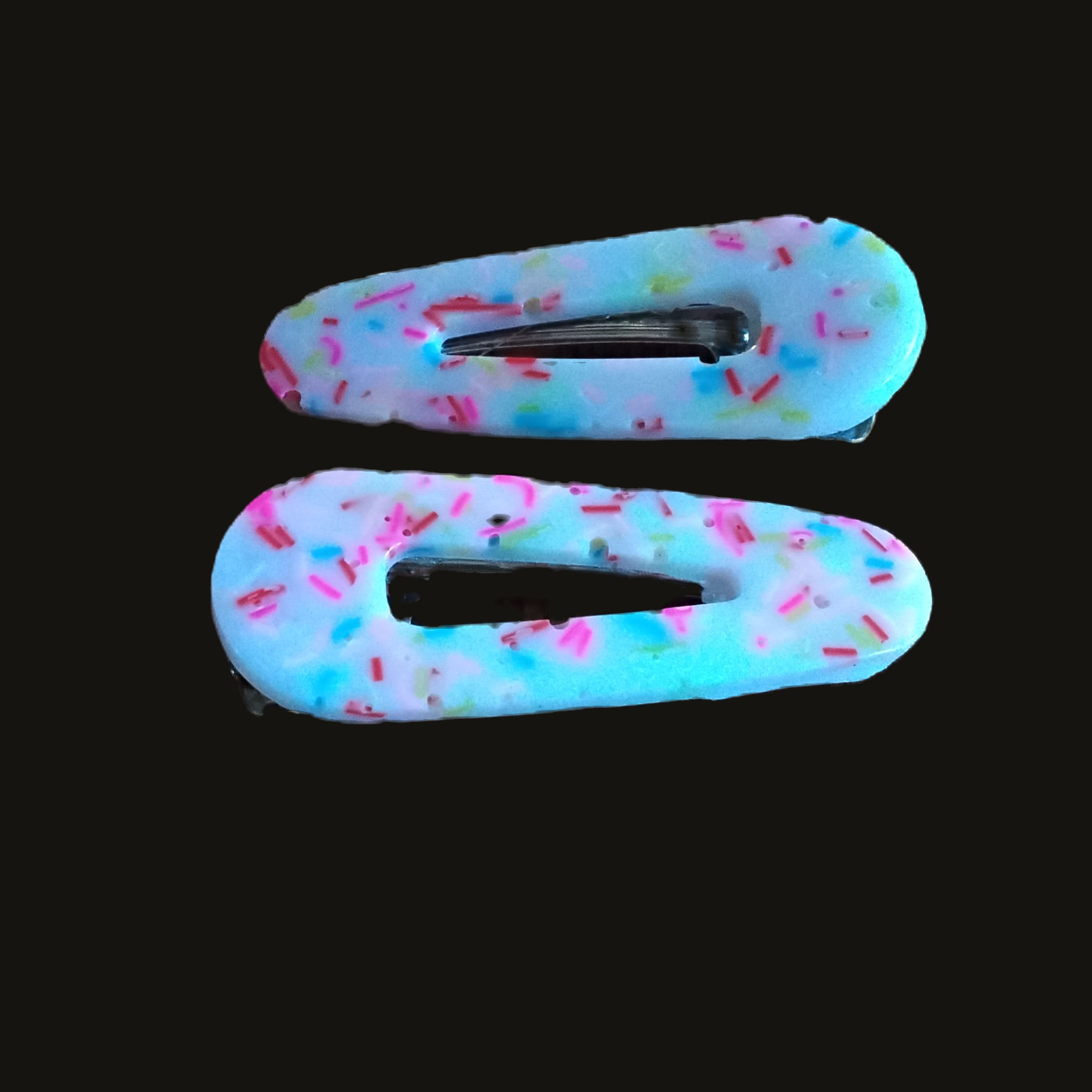 White and Multicolored Barrettes
