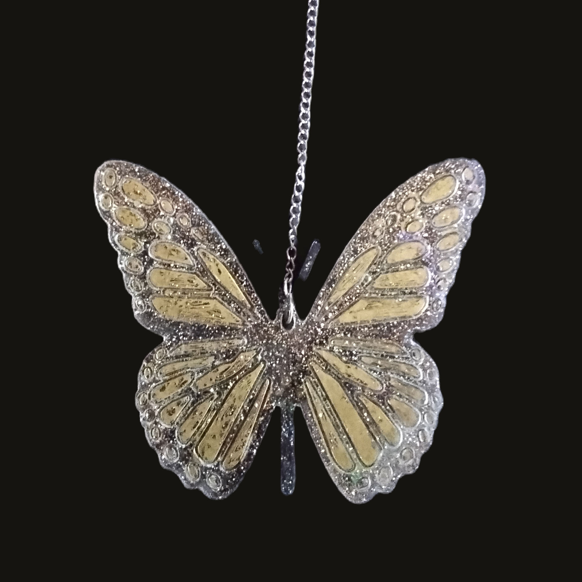 Gold and Glitter Butterfly Rear-View Mirror Charm