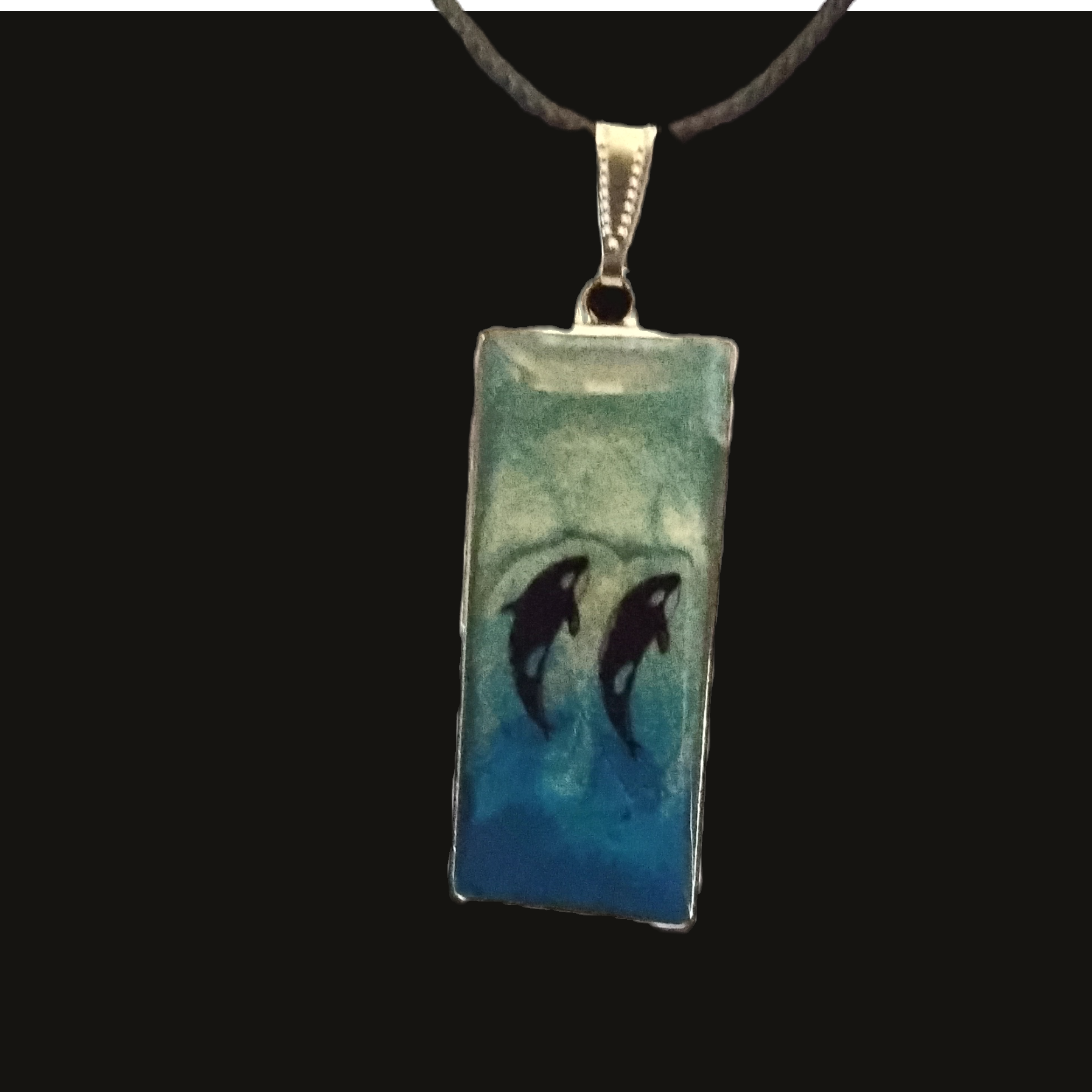 Twin Orca's Rectangle Necklace