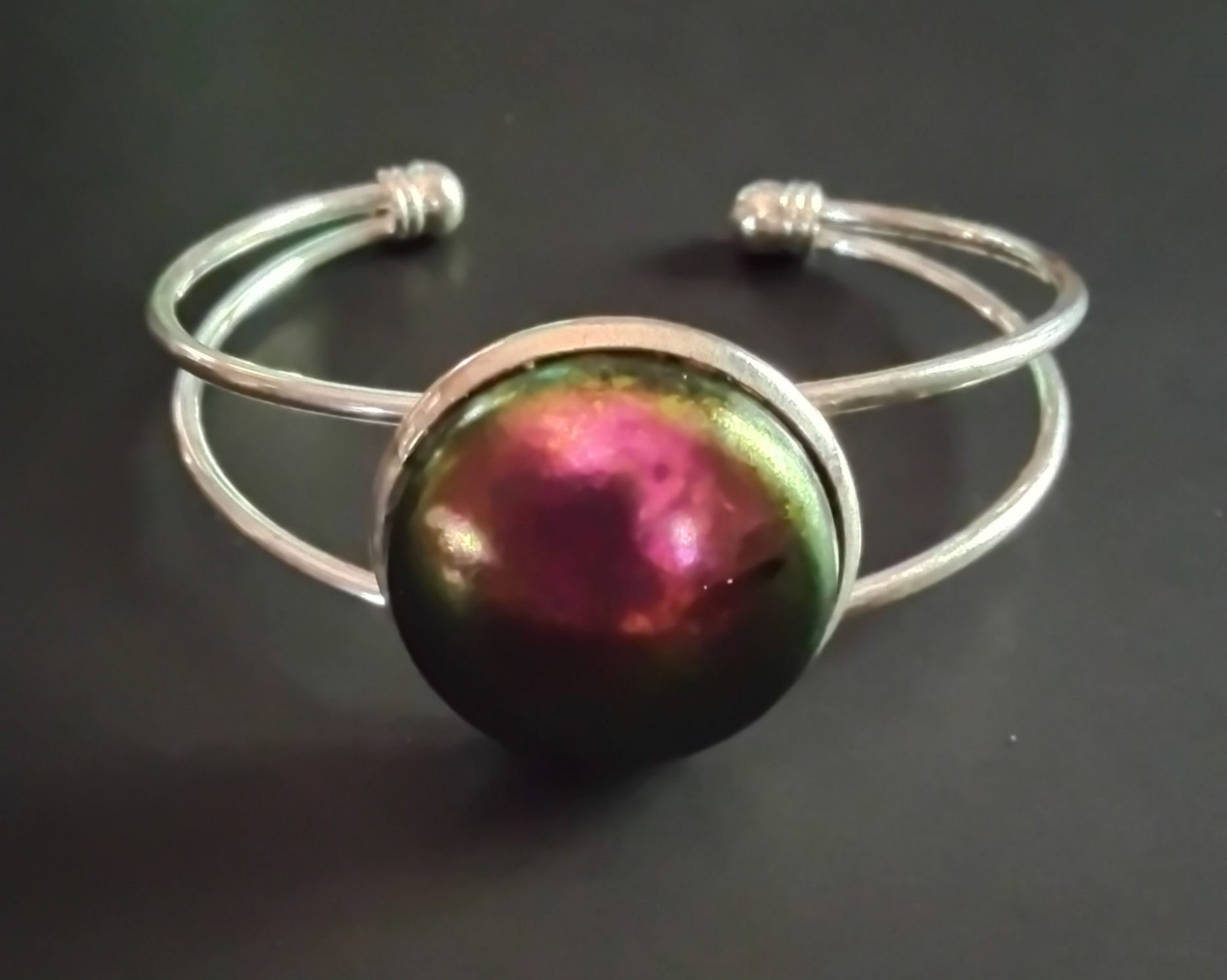 Rainbow Sphere Double-Wire Cuff Bracelet