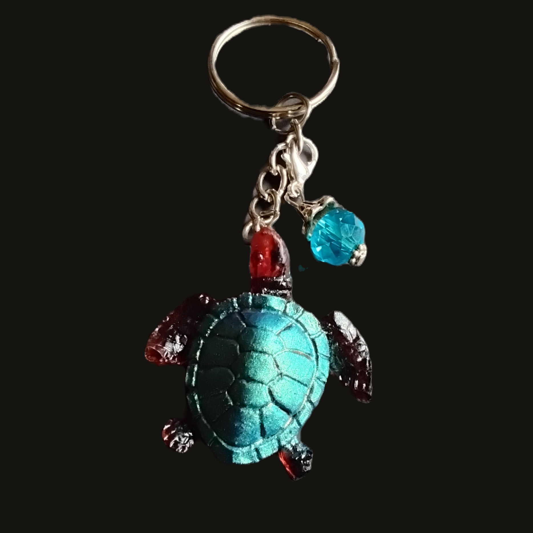 Teal Chameleon Turtle Key Chain