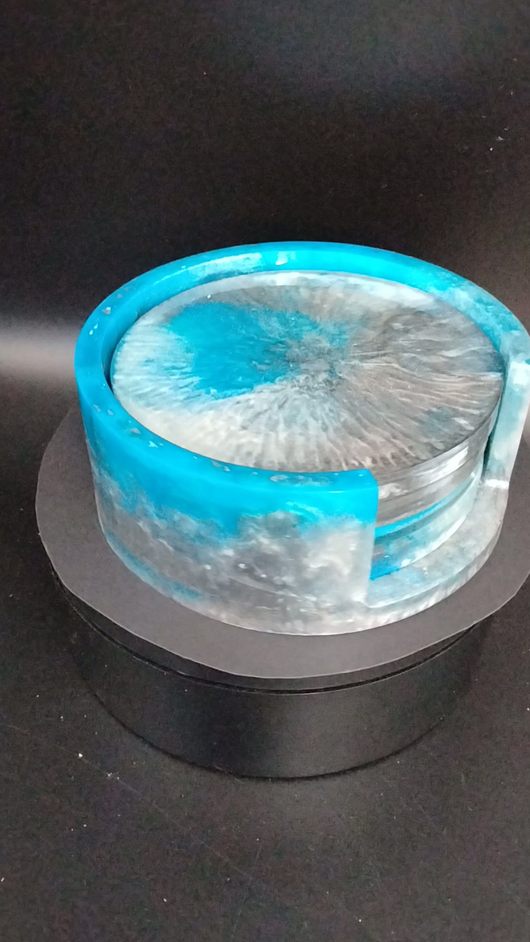 Holder and Blue/Silver Coasters