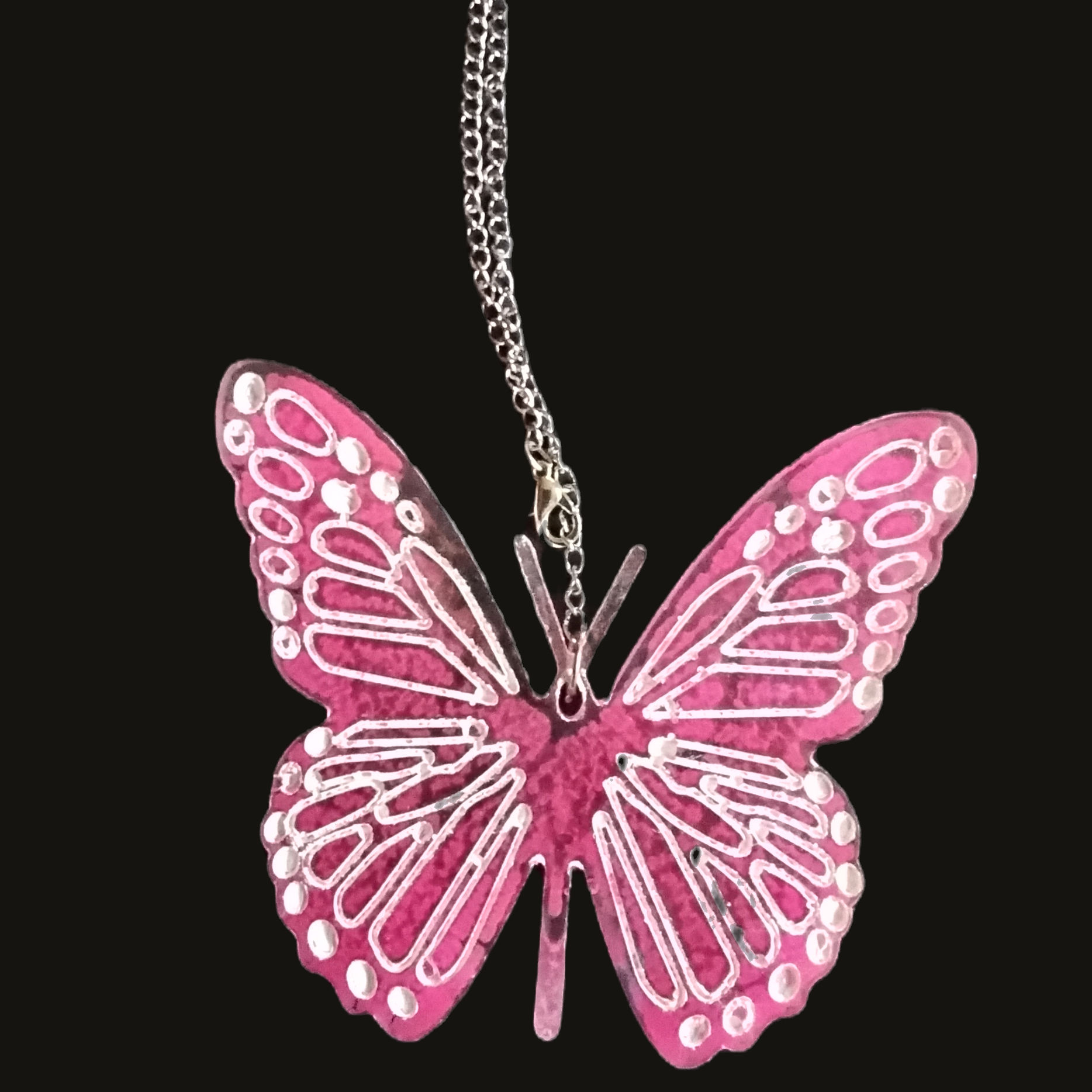 Pink Butterfly Rear-View Mirror Charm