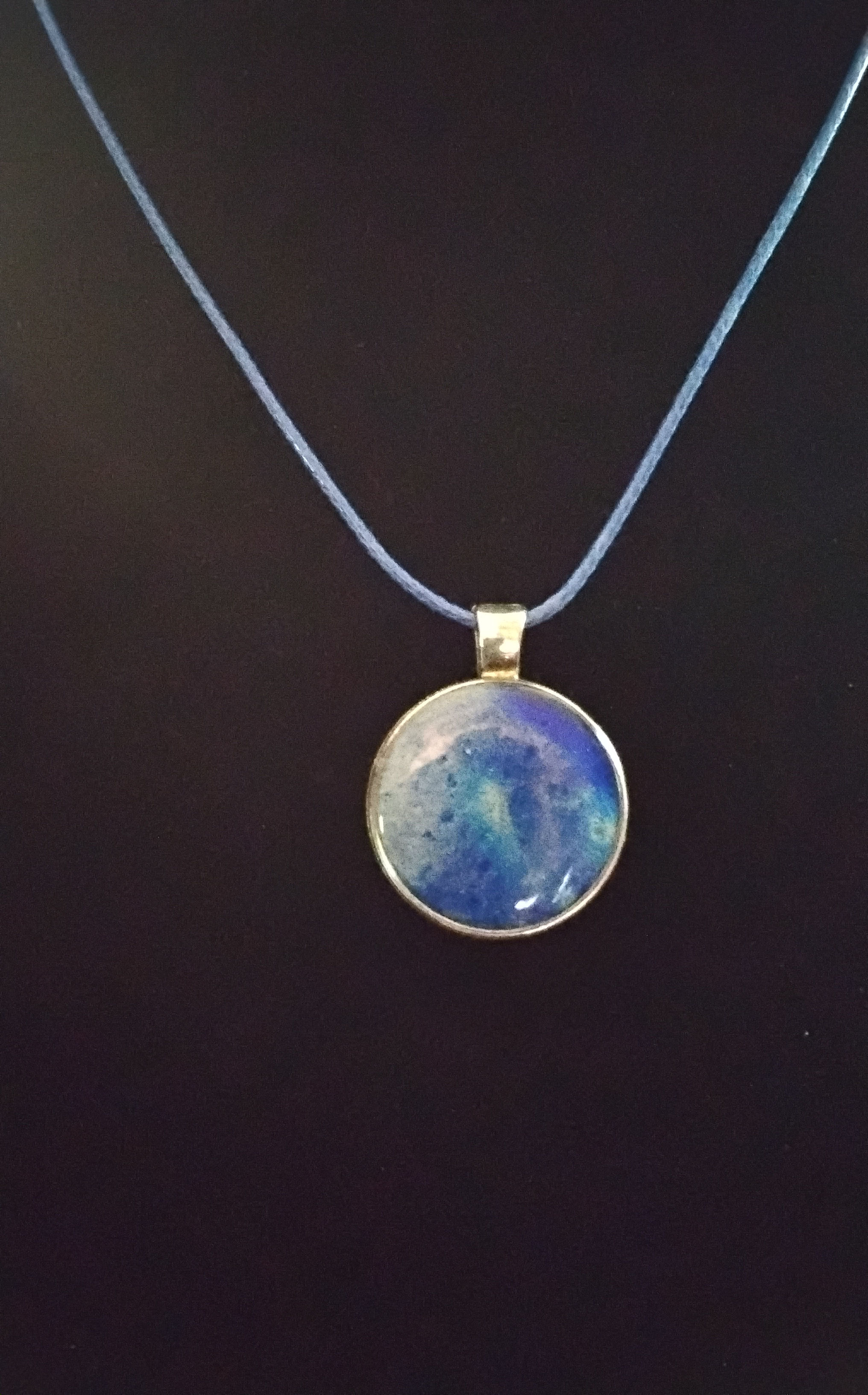 Moonstone Blue Circle Necklace