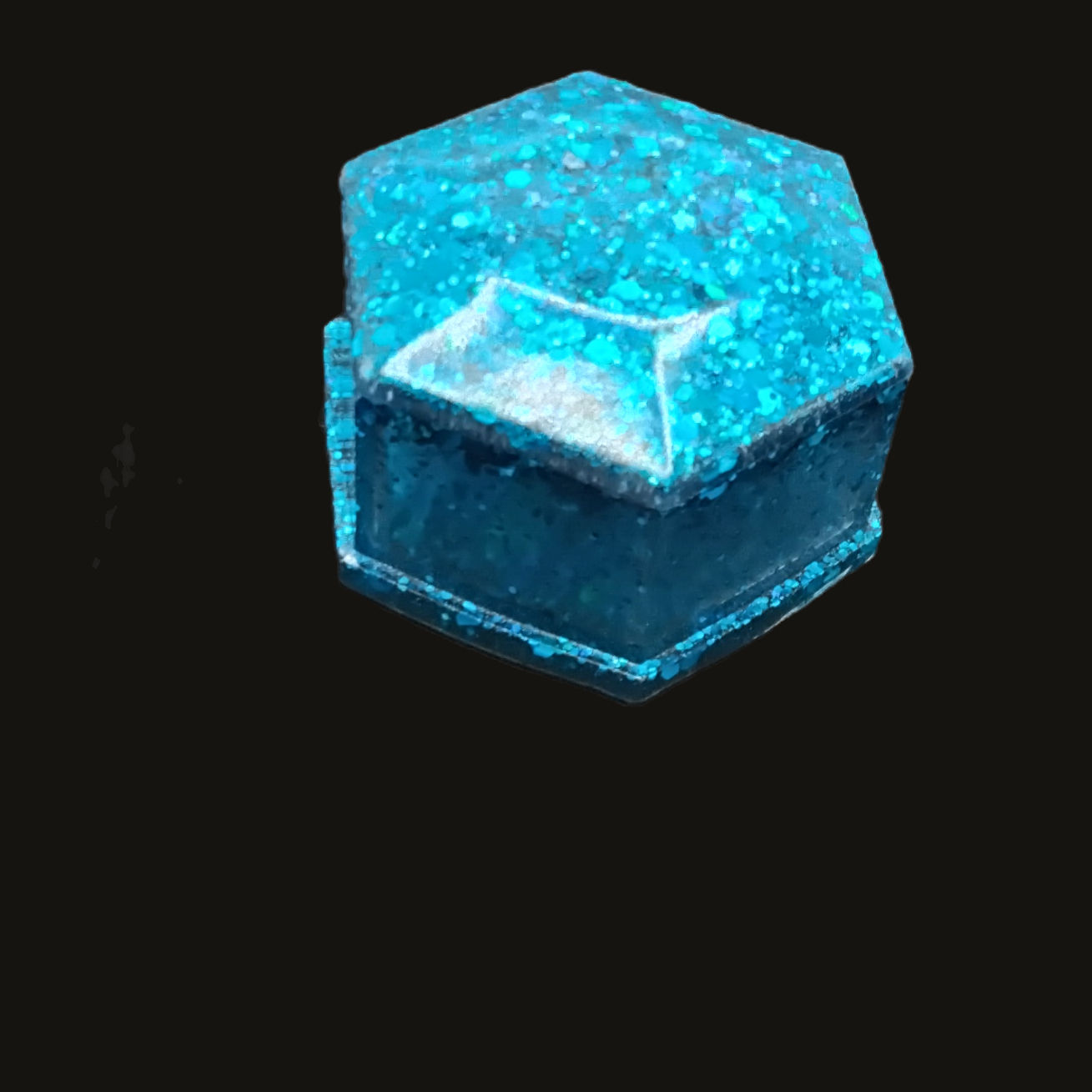 Octagon Shaped Trinket Box With Blue Green Chunky Glitter
