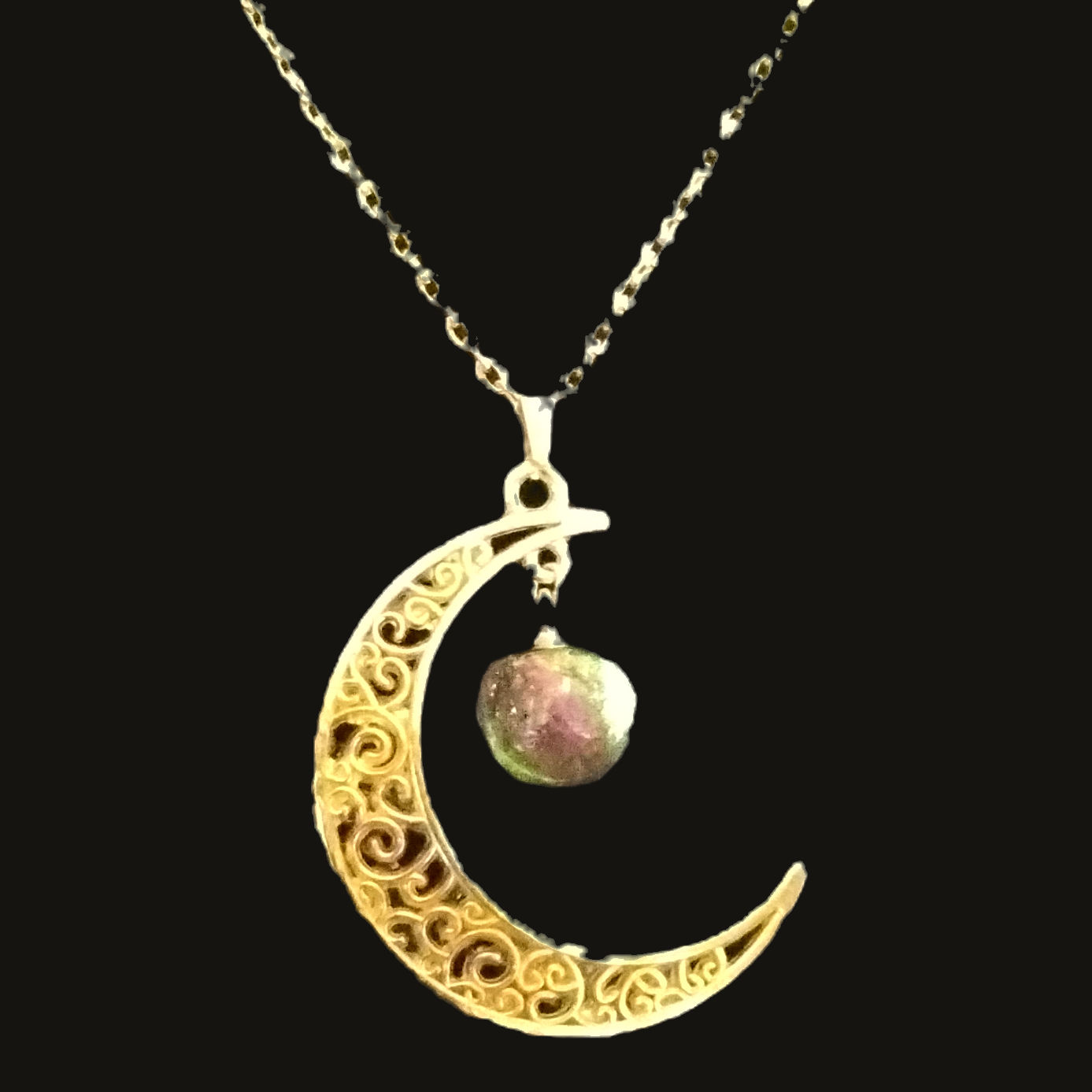 Crescent Moon with Iridescent Ball