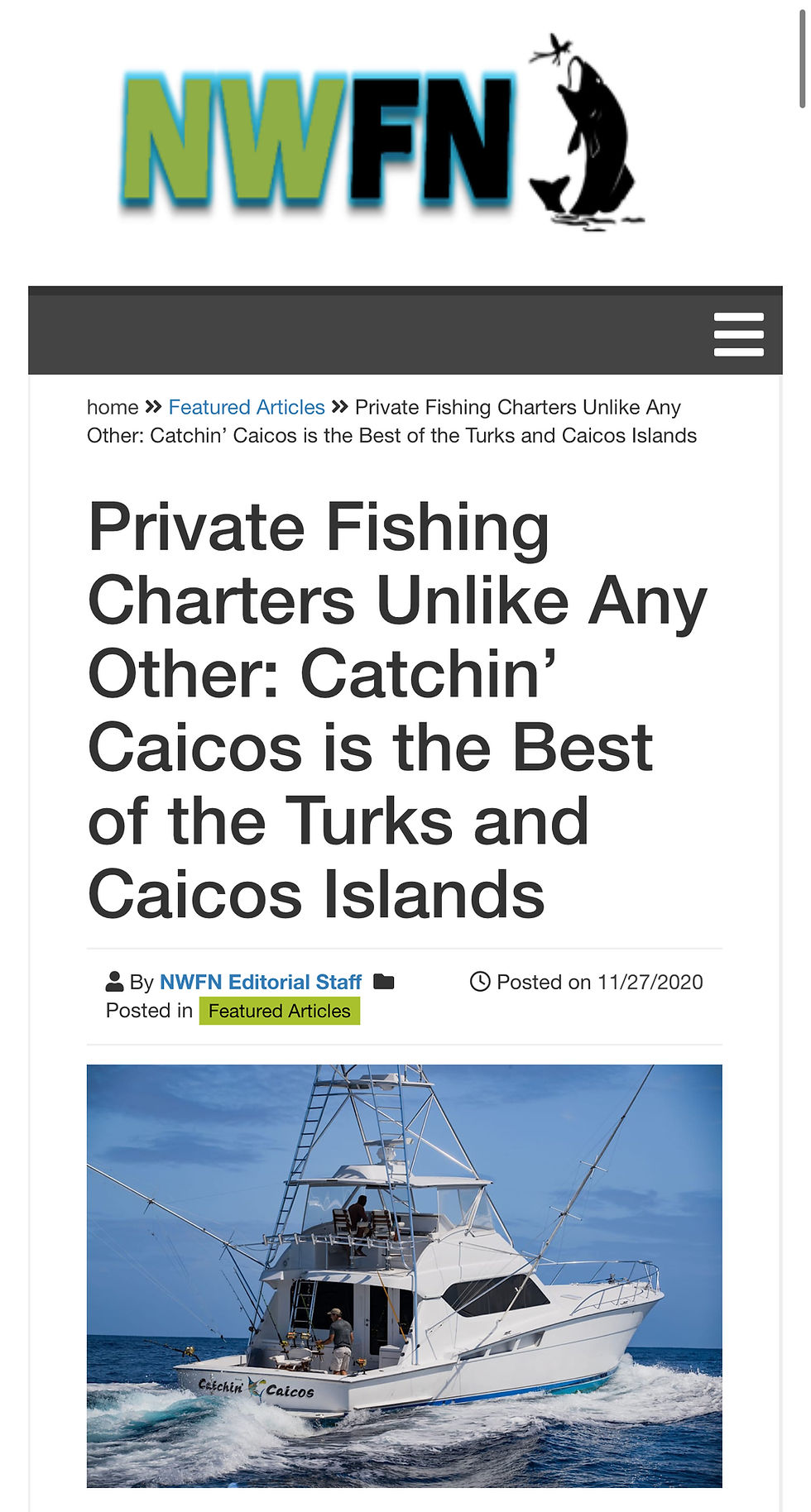 NWFN Catchin' Caicos Article