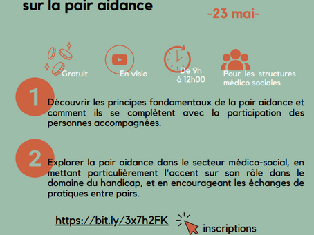 jeudi 23 mai 2024, une nouvelle conférence sur la pair aidance !