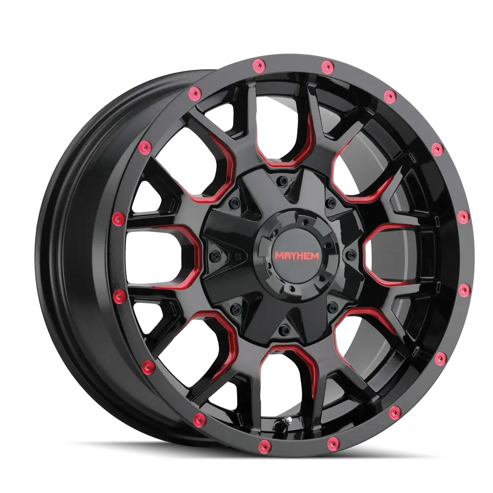 1 Rin 17x9 Mayhem Warrior  5x127/5x139.7 -12mm Black Red