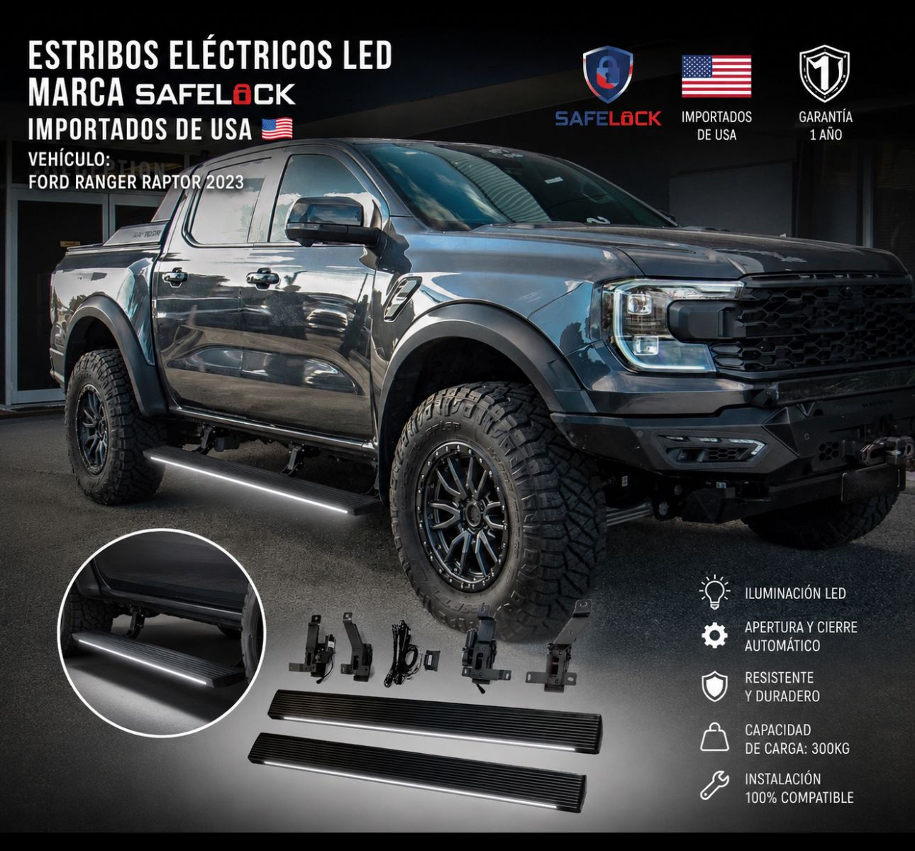 Estribos Electricos Ford Ranger 2016-2023