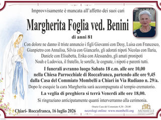 MARGHERITA FOGLIA VED. BENINI