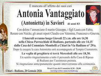 ANTONIA VANTAGGIATO (ANTONIETTA) IN SAVIORI
