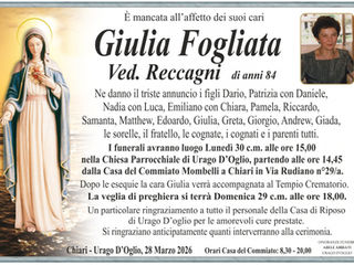 GIULIA FOGLIATA VED. RECCAGNI