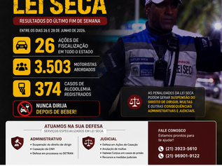 OPERAÇÃO LEI SECA RJ: RESULTADOS DO ÚLTIMO FINAL DE SEMANA