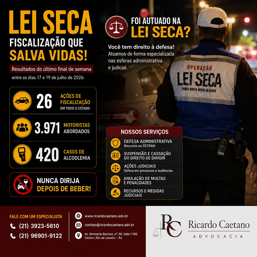 LEI SECA RJ: FISCALIZAÇÃO QUE SALVA VIDAS!