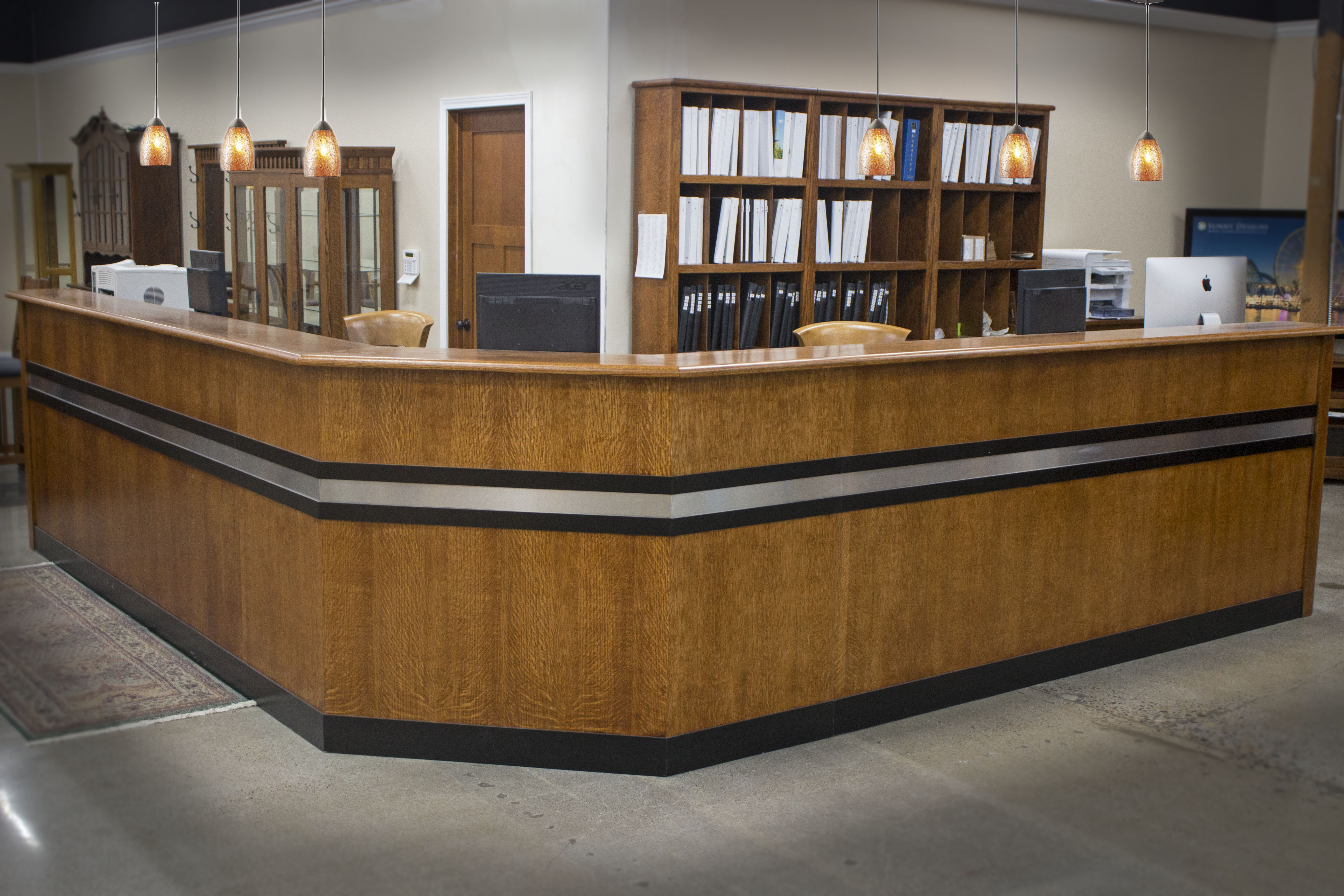 Bar Top Reception Desk + Bookcases