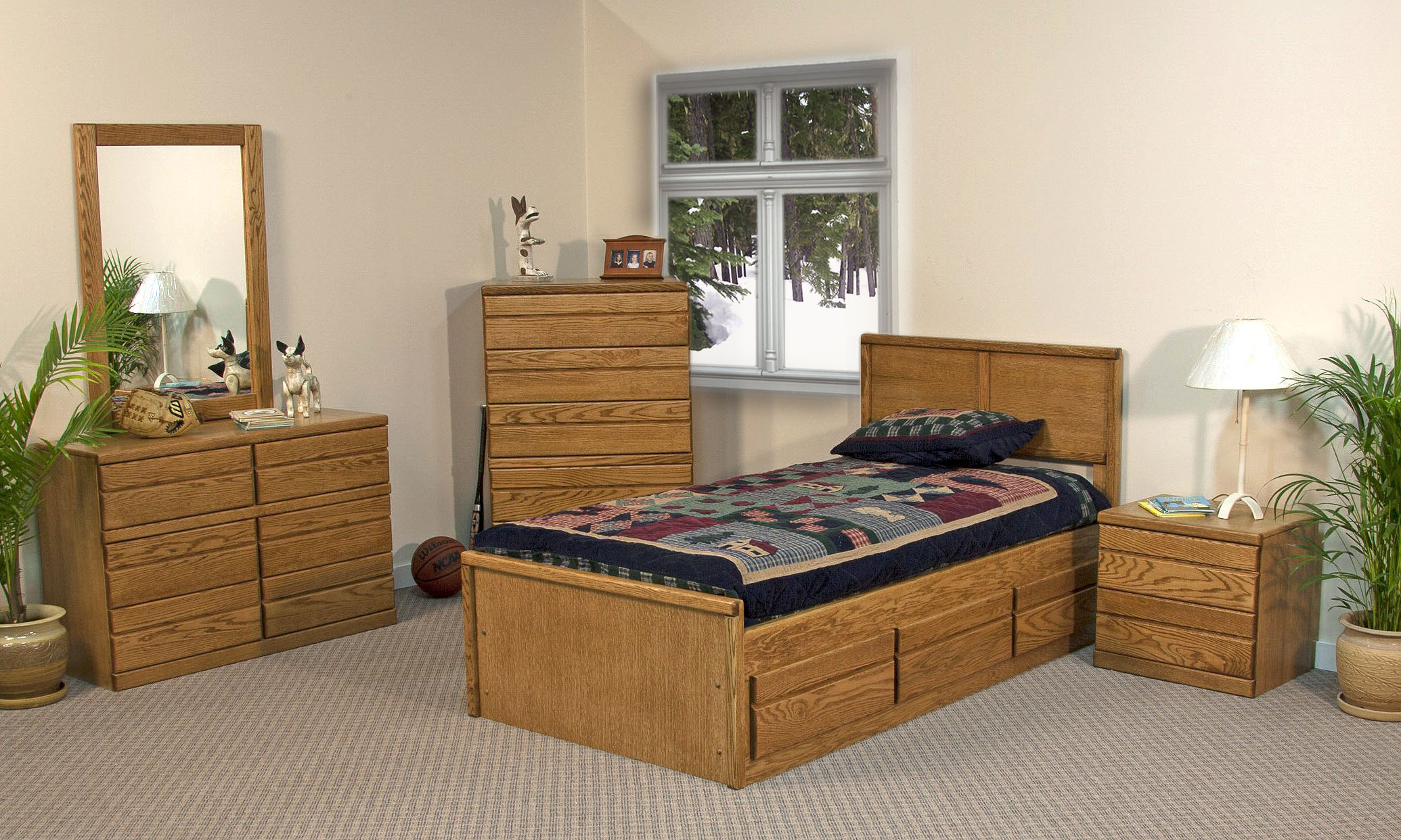 Twin 3-Drw Captains Bedw/ Panel Hdbd