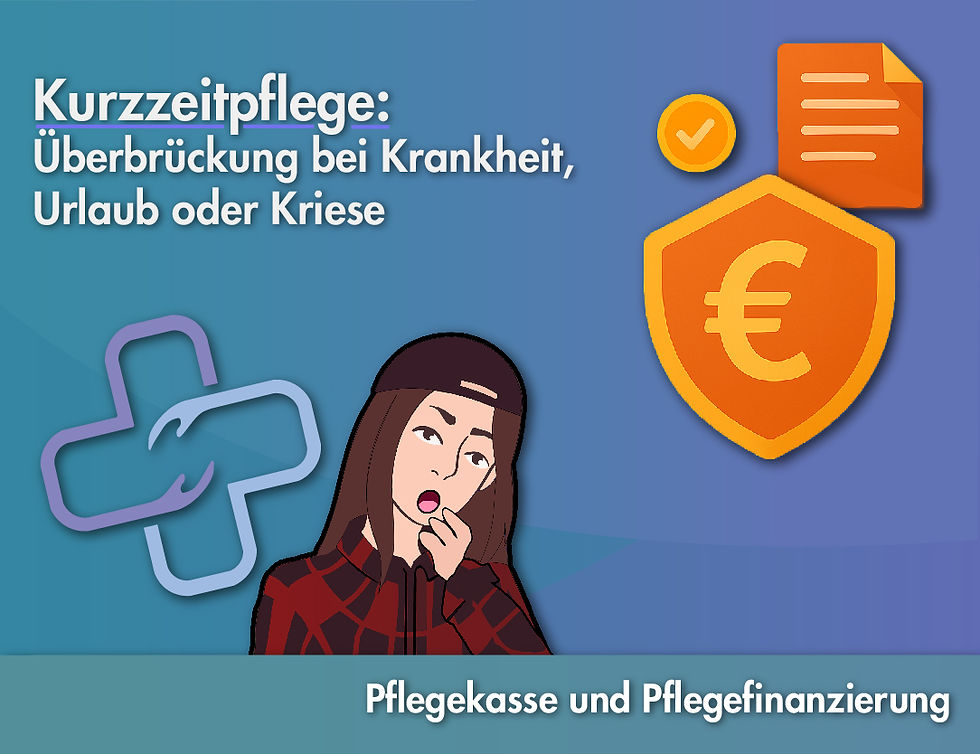 Eine Person mit dem Logo von Bereuung Plus und dem Titel Kurzeitplfege