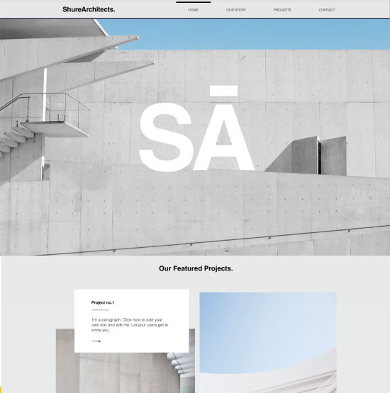 Website template for an architecture portfolio