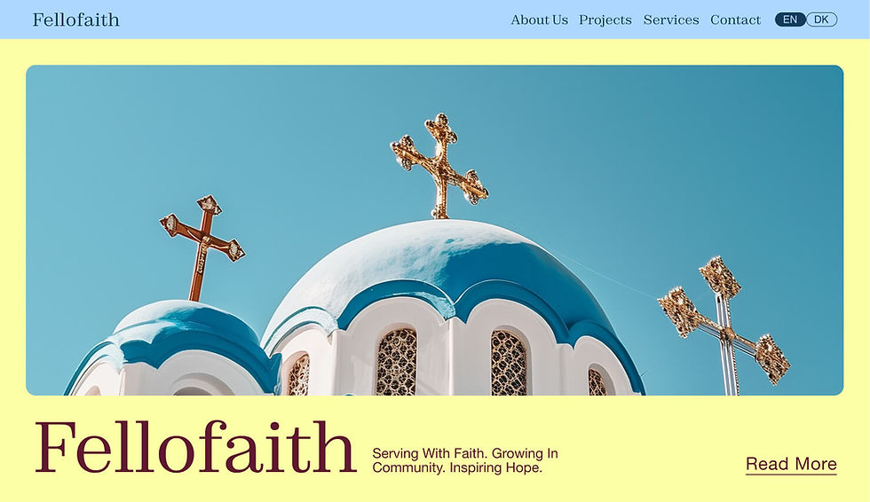 Homepage for a church website featuring an event listing and donation feature.