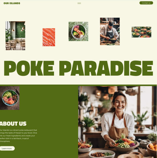 Website template for a Poke restaurant website
