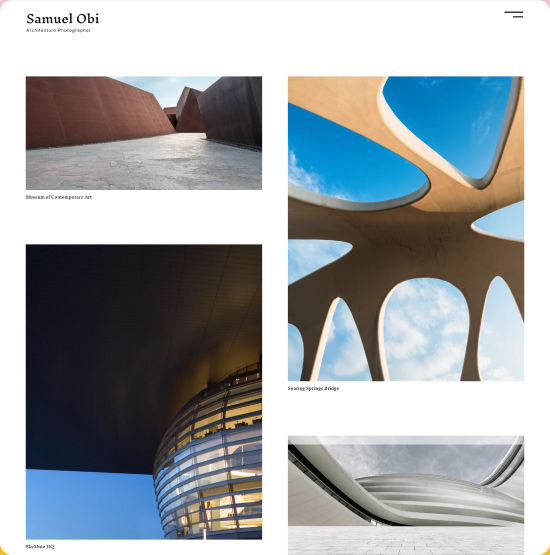 Website template for an architecture photography portfolio