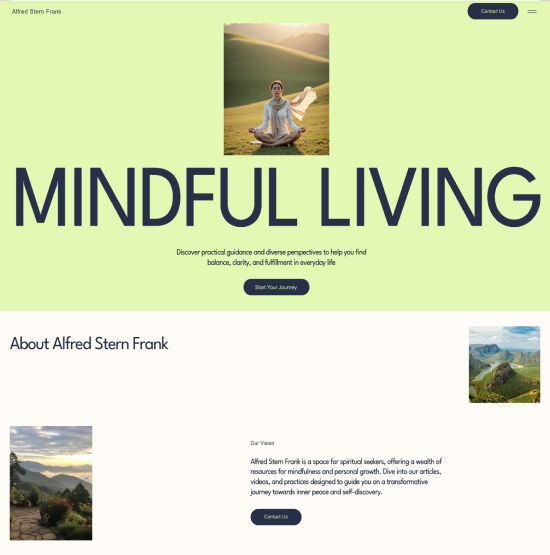 Website template for a mindfulness blog
