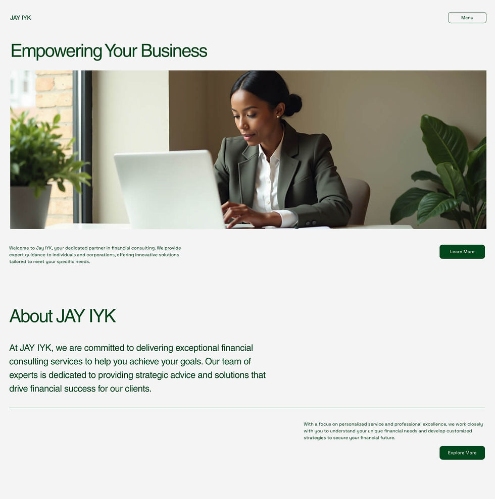 Business coaching website template.
