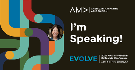 Logo card showing a picture of Catherine Richards for the American Marketing Association Evolve Conference