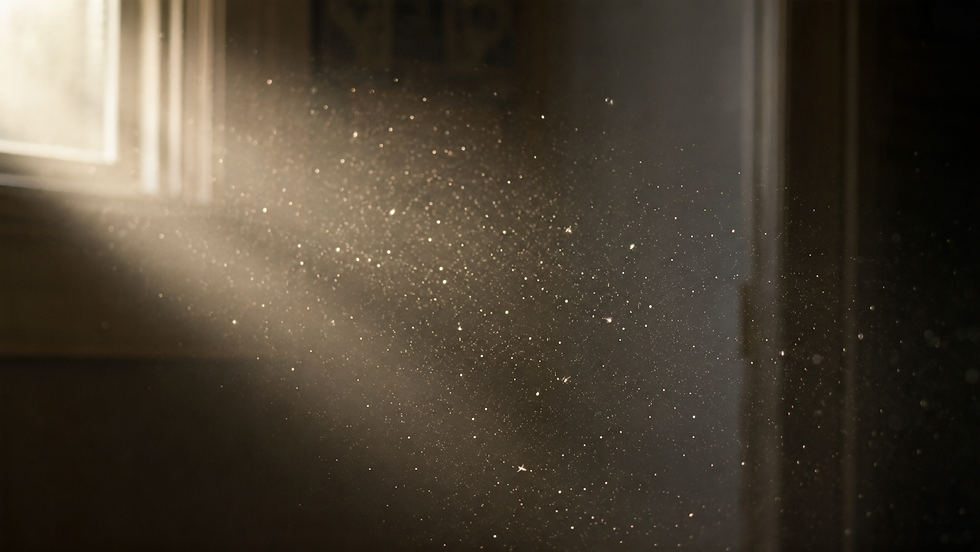 Invisible silica dust particles floating in home air during tile removal — health risk for Central Oregon homeowners — DustFree PNW