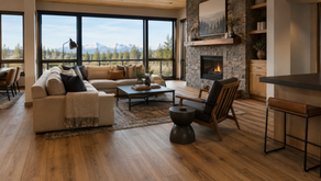 durable wood look flooring in a Redmond Oregon vacation rental living room