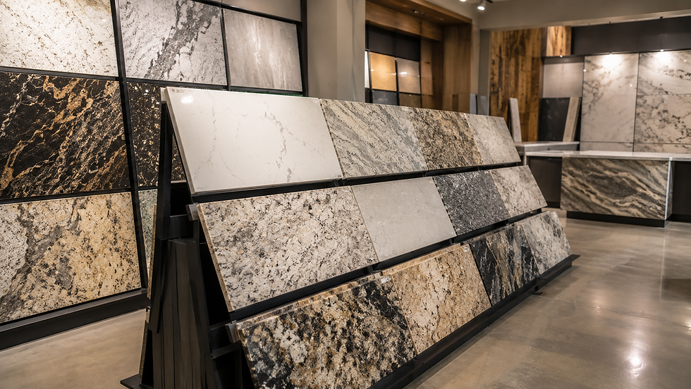 granite countertop slab selection in a Redmond showroom