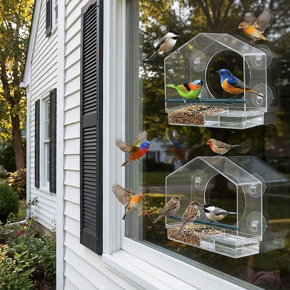 Thumbnail: Window Bird Feeder with Strong Suction Cups Clear Acrylic Feeder for Cats Bird G