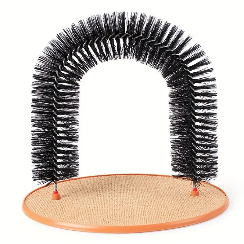 Cat Toy Arch Self Groome Pamper Feline with A Massage Grooming Rubbing Brush wit