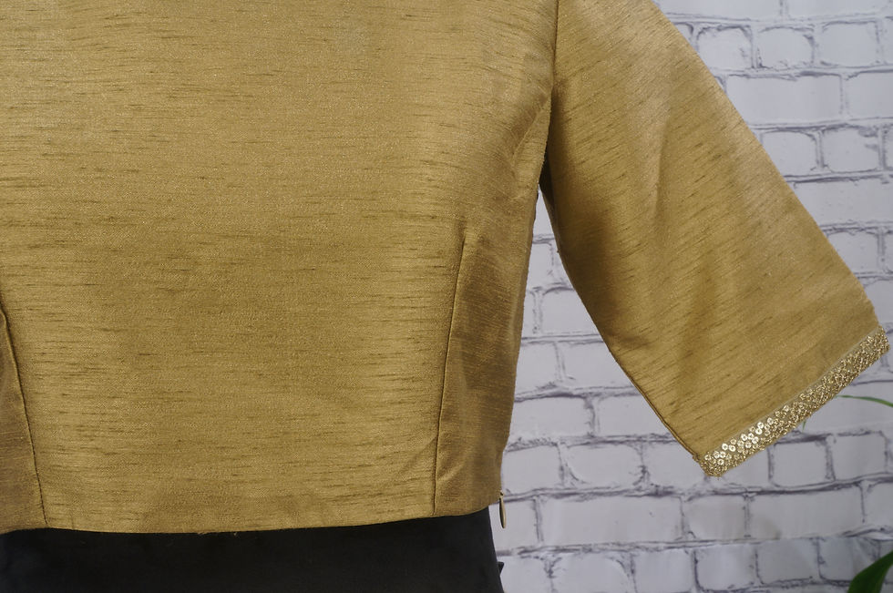 Thumbnail: Gold Solid Crop Top/ Blouse for Saree