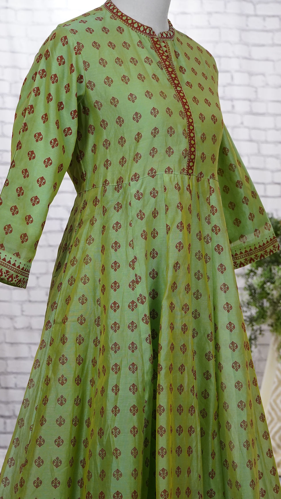 Thumbnail: Green Chanderi Silk Kurta