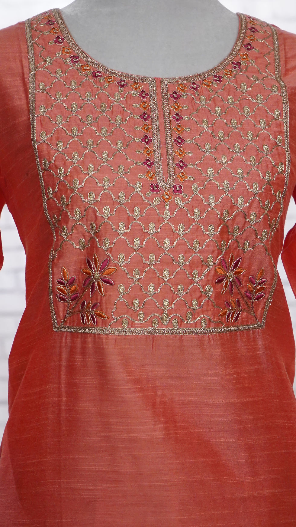 Thumbnail: Peach Pink Kurta Palazzo set | Indian Ethnic Wear | Women Festive Party Wear | S