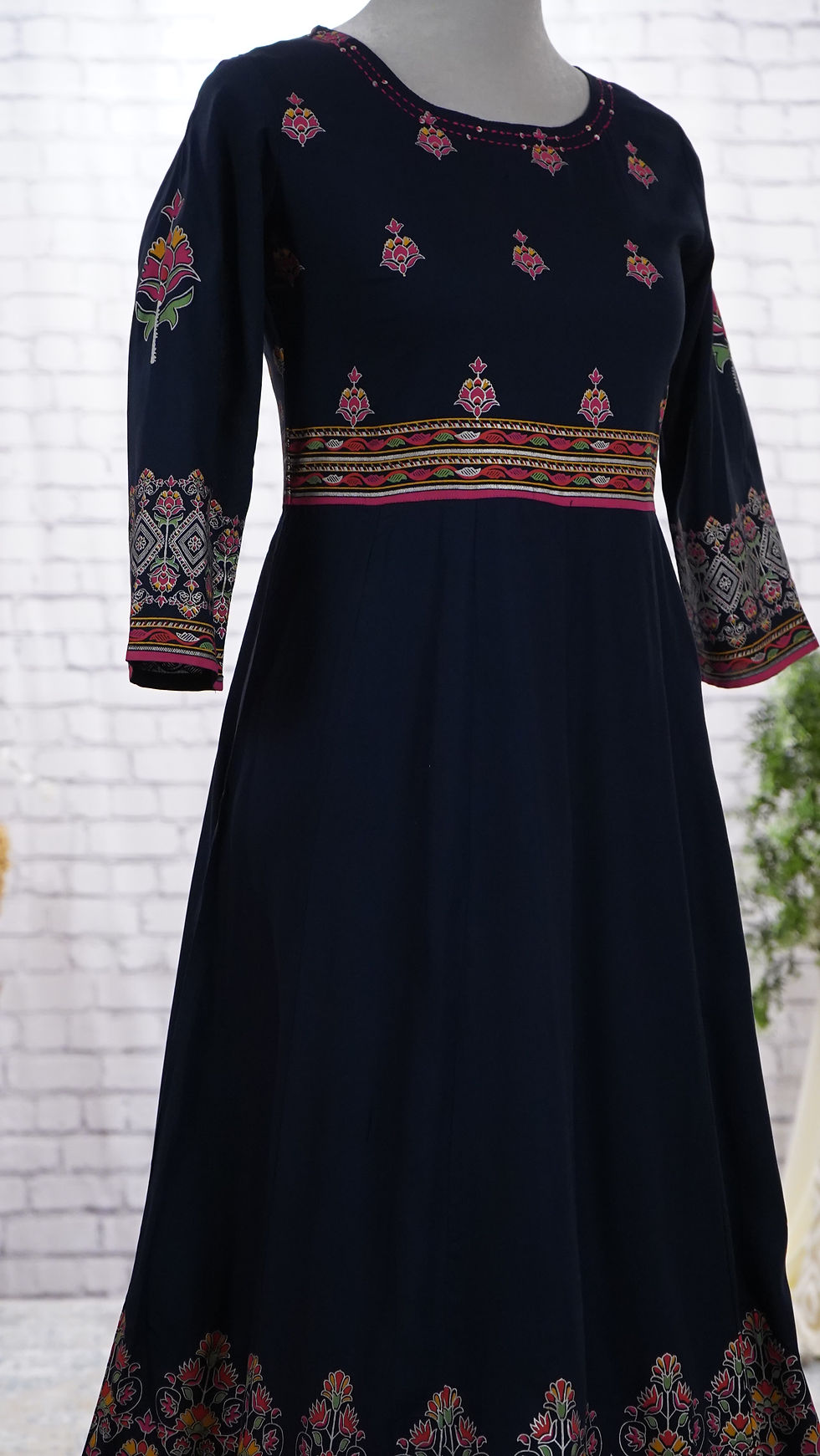Thumbnail: Navy Blue Printed Flary Dress