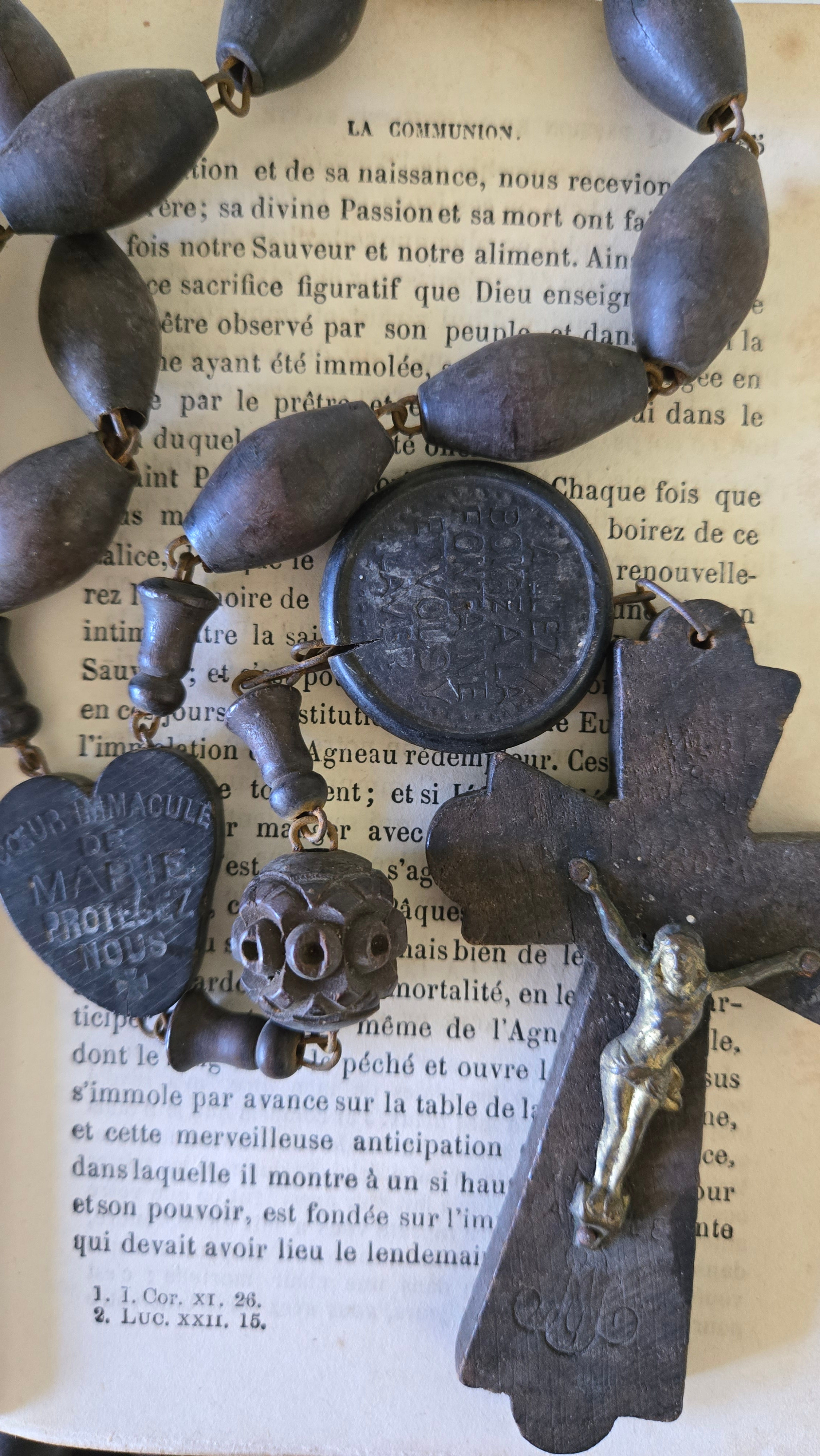Antique French Lourdes Pilgrimage Rosary | Early 20th Century | 51"