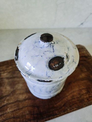Antique French Enamel “Pâtes” Canister | Early 20th Century | 7