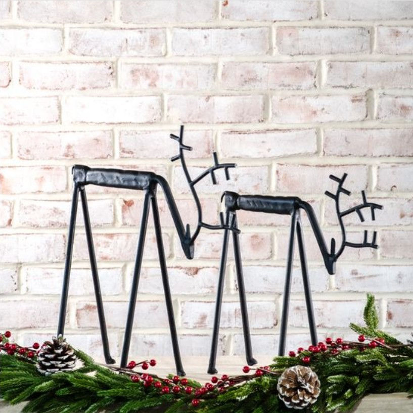 Metal Head Down Reindeer | Black | Set of 2