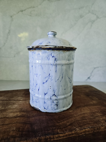 Antique French Enamel “Pâtes” Canister | Early 20th Century | 7